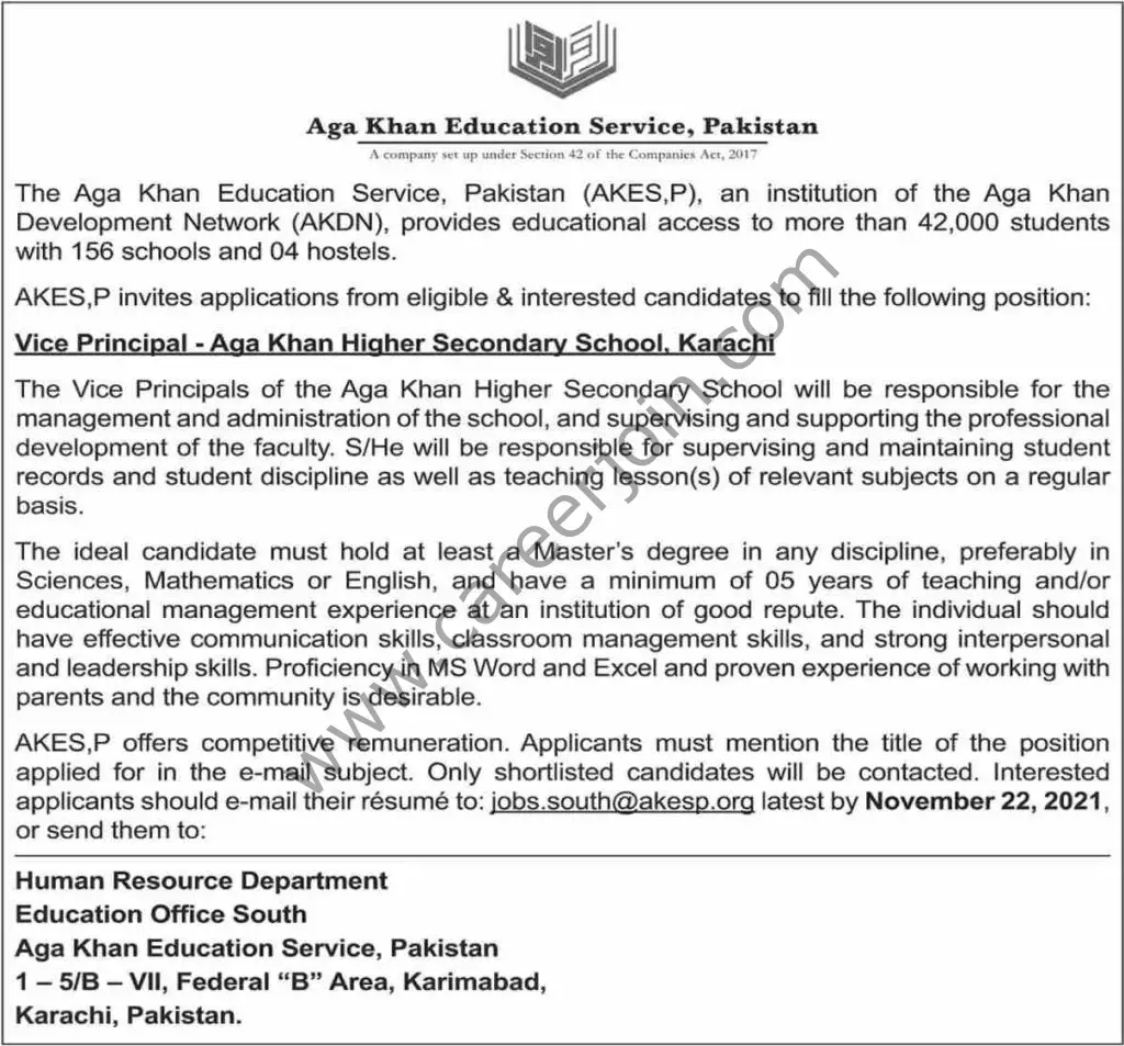 Aga Khan Education Sevice Jobs 14 November 2021 Dawn 01