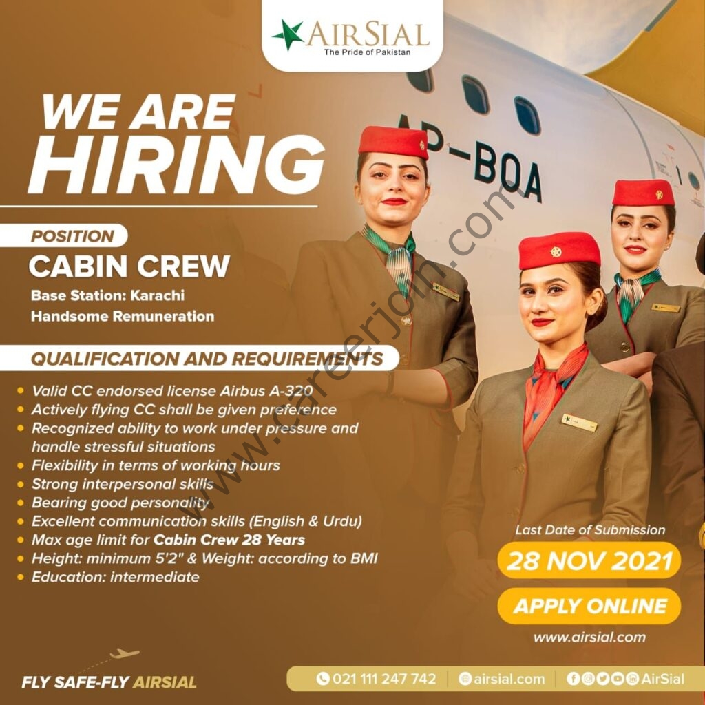 AirSial Pakistan Jobs Cabin Crew 01