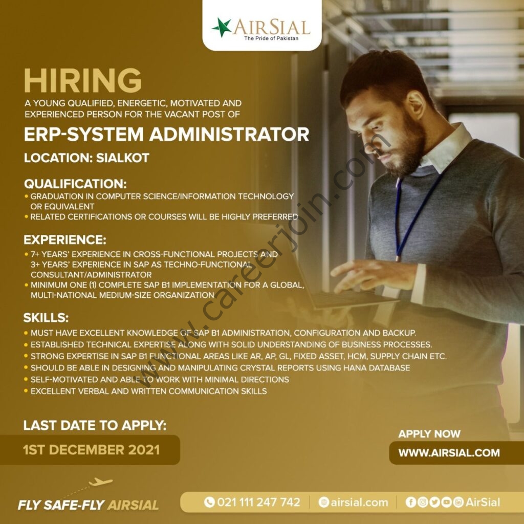 AirSial Limited Jobs ERP System Administrator 01
