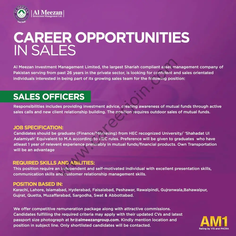 Al Meezan Investment Management Ltd Jobs Sales Officers 01