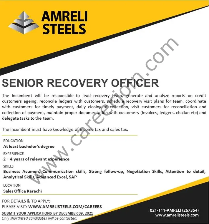 Amreli Steels Ltd Jobs 26 November 2021 01