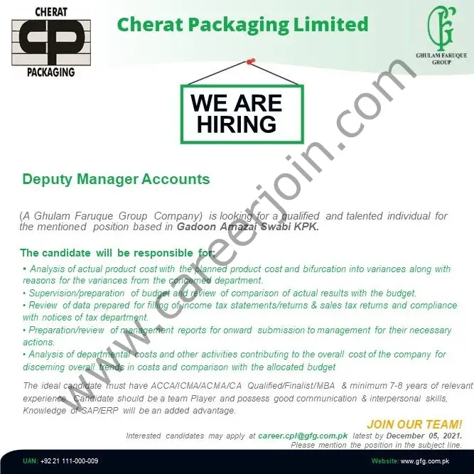 Cherat Packaging Limited Jobs Deputy Manager Accounts 01