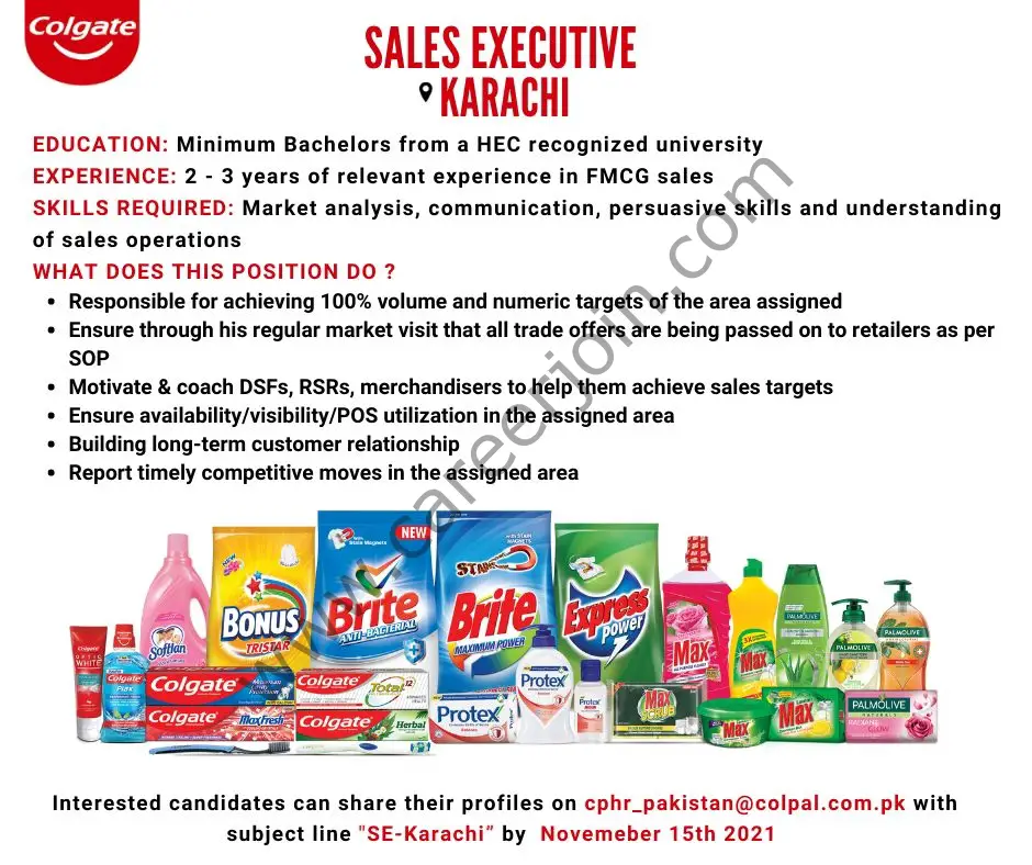 Colgate Pamolive Pakistan Jobs Sales Executive 01