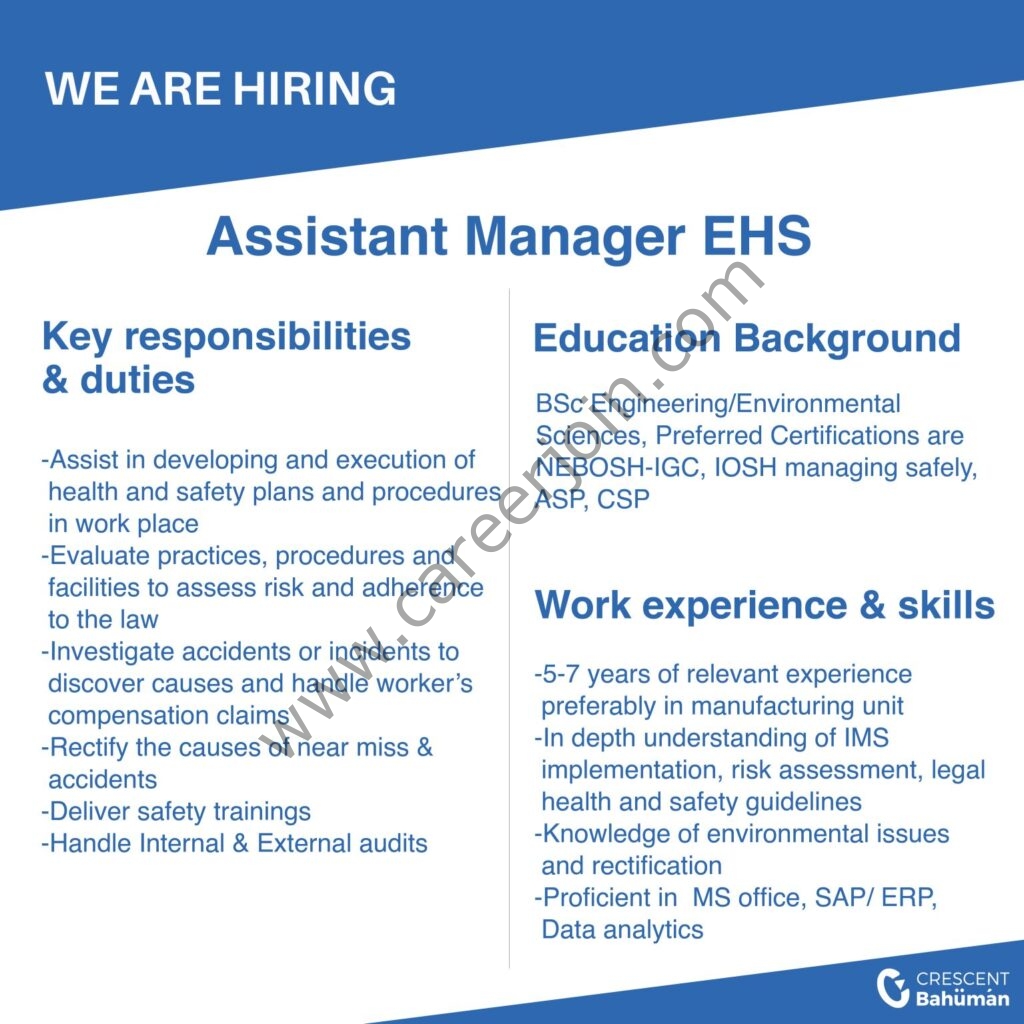 Crescent Bahuman Ltd Jobs Assistant Manager EHS 01