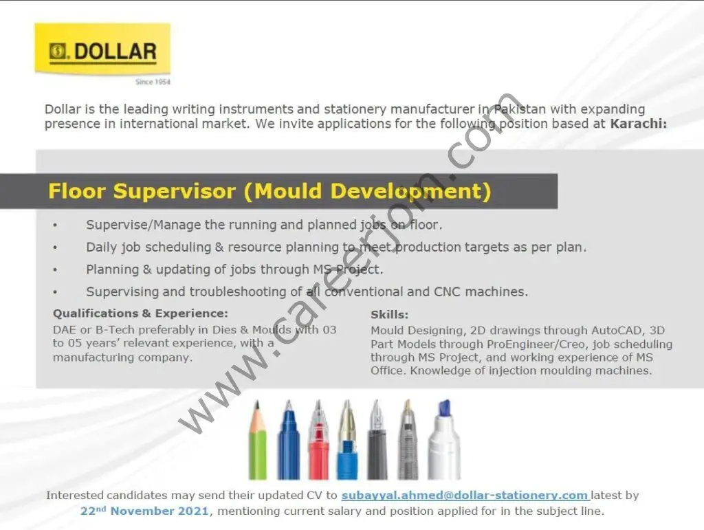 Dollar Industries Pvt Ltd Jobs Floor Supervisor 01
