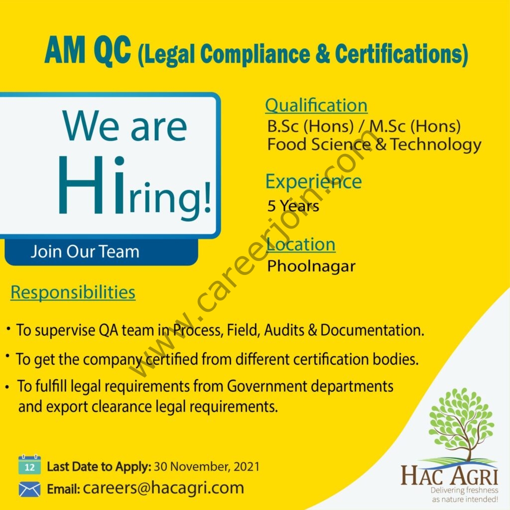 HAC Agri Pvt Ltd Jobs November 2021 01