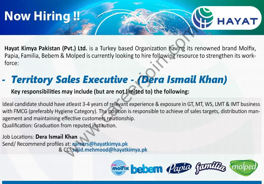 Hayat Kimya Pakistan Pvt Ltd Jobs Territory Sales Executive 01