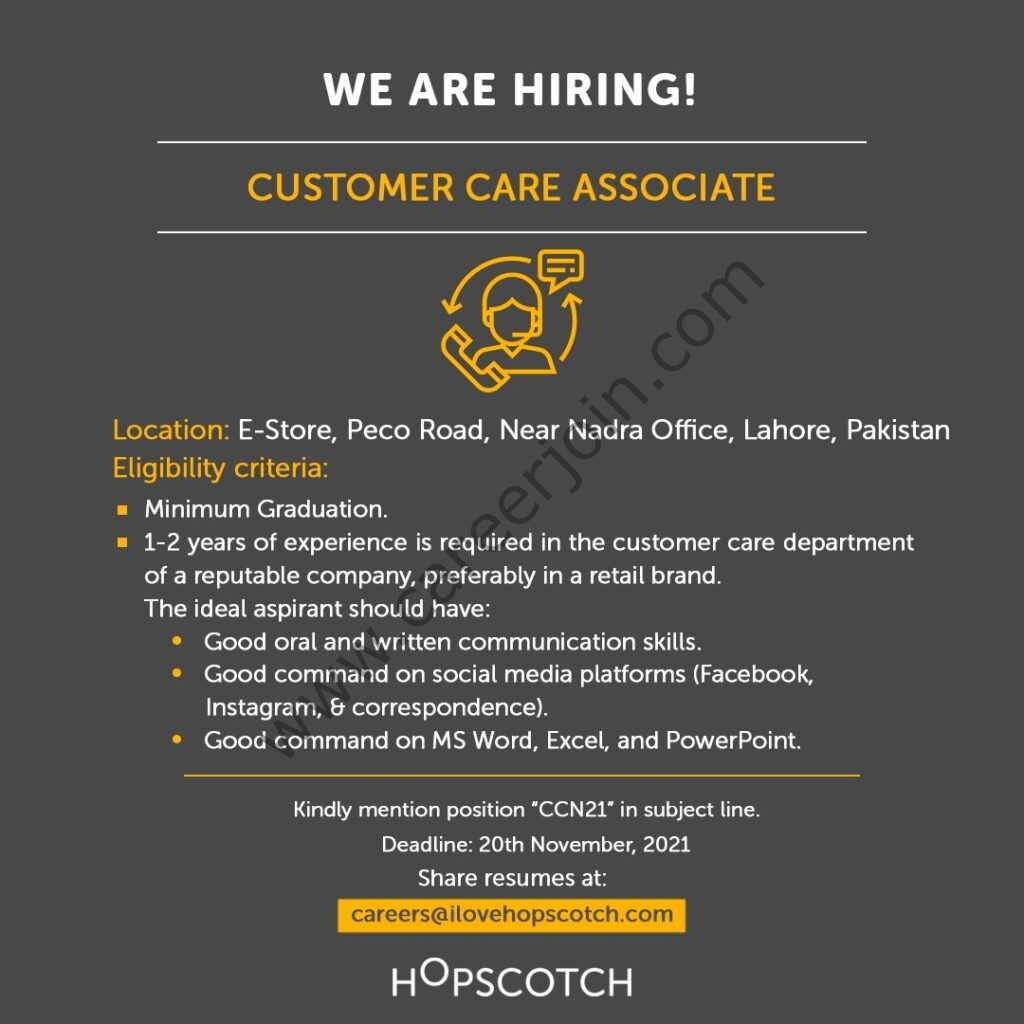 Hopscotch Pakistan Jobs Customer Care Associate 01
