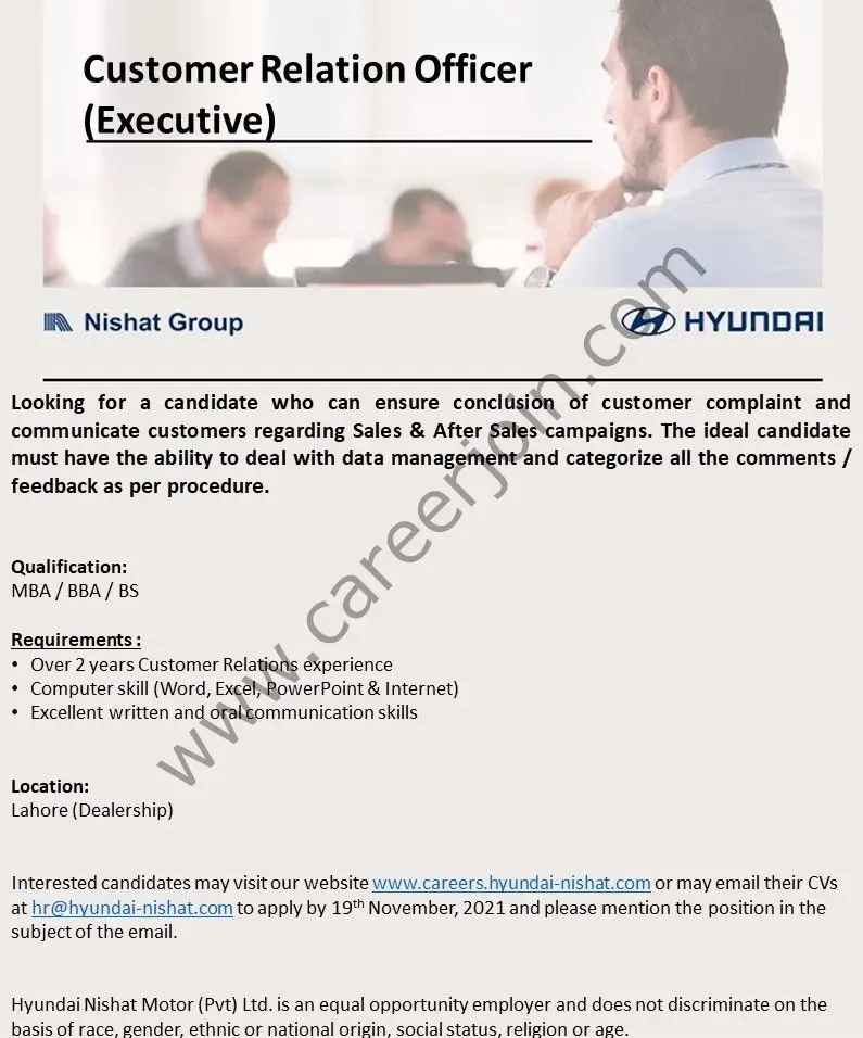 Hyundai Nishat Motors Pvt Ltd Jobs November 2021 02