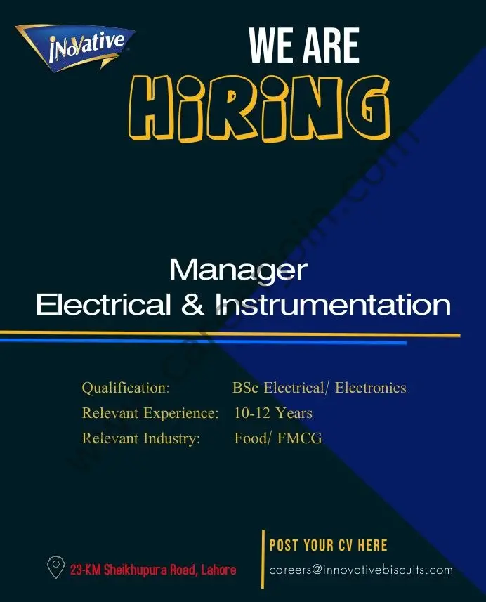 Innovative Biscuits Pvt Ltd Jobs Manager Electrical & Instrumentation 01