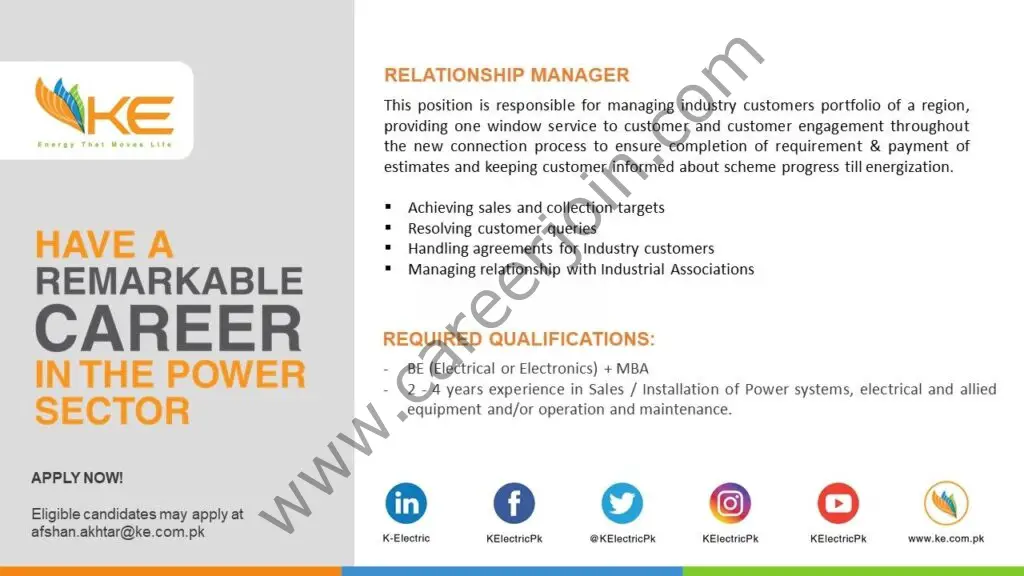 K Electric Pvt Ltd Jobs Relationship Manager 01