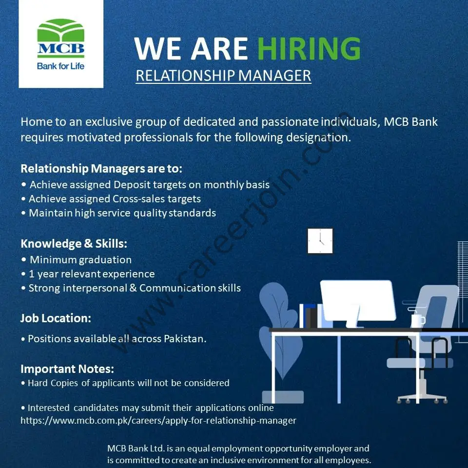 Muslim Commercial Bank Limited MCB Jobs Relationship Manager 01