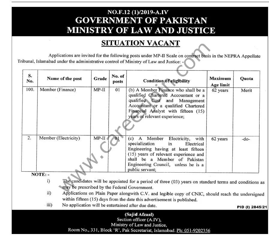 Ministry Of Law & Justice Jobs 07 November 2021 Express Tribune 01