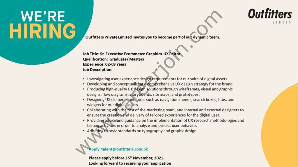 Outfitters Stores Pvt Ltd Jobs Senior Executive Ecommerce Graphic UX Editor 01
