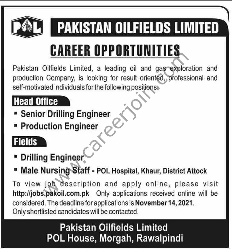 Pakistan Oilfields Ltd POL Jobs 07 November 2021 Dawn 01