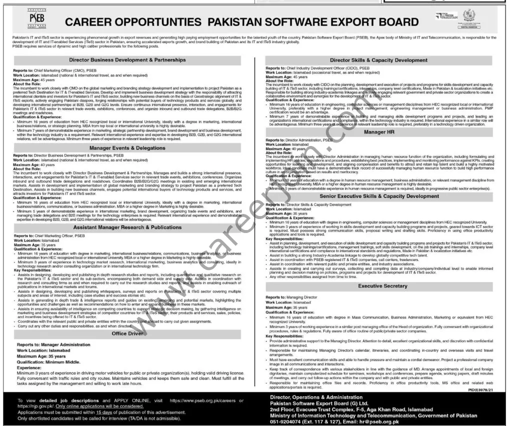 Pakistan Software Export Board PSEB Jobs 14 November 2021 Express Tribune 01
