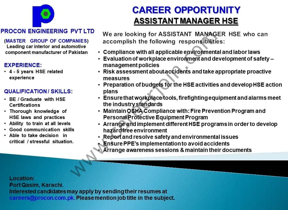Proton Engineering Pvt Ltd Jobs Assistant Manager HSE 01