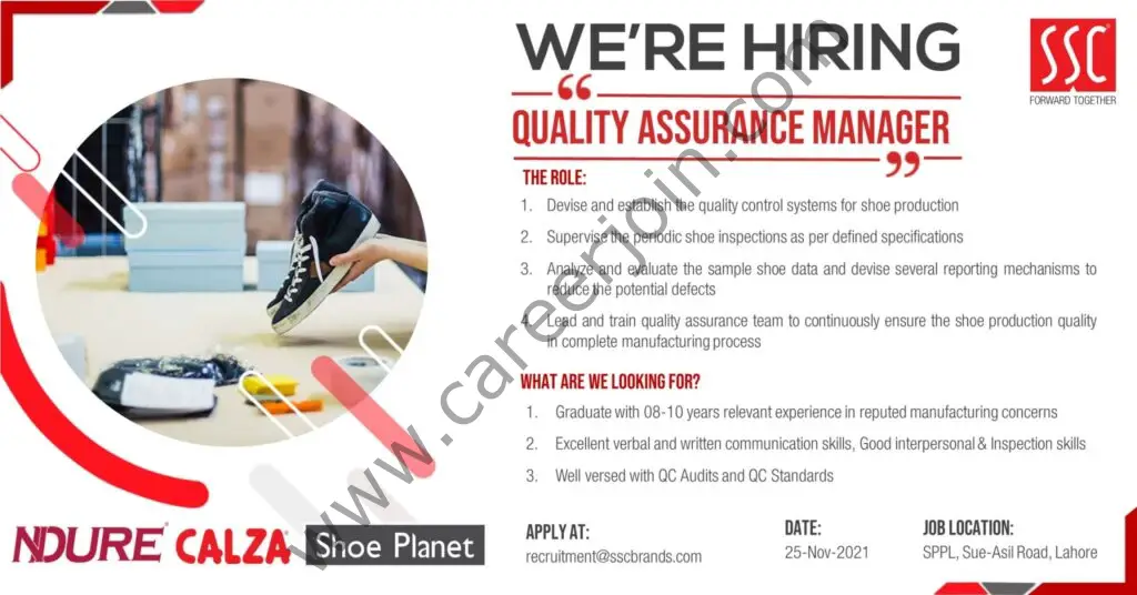 Service Sales Corporation Pvt Ltd SSC Jobs Quality Assurance Manager 01
