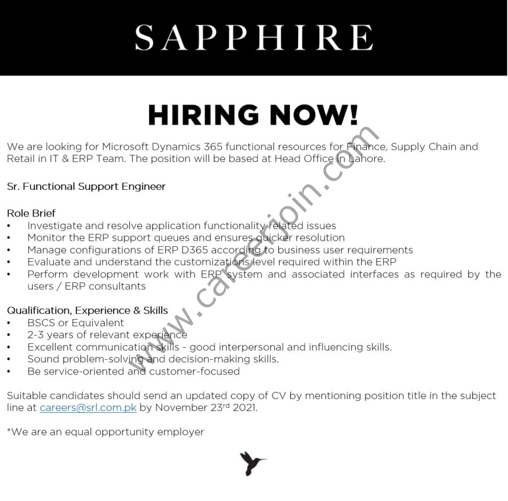 Sapphire Retail Limited SRL Jobs November 2021 01