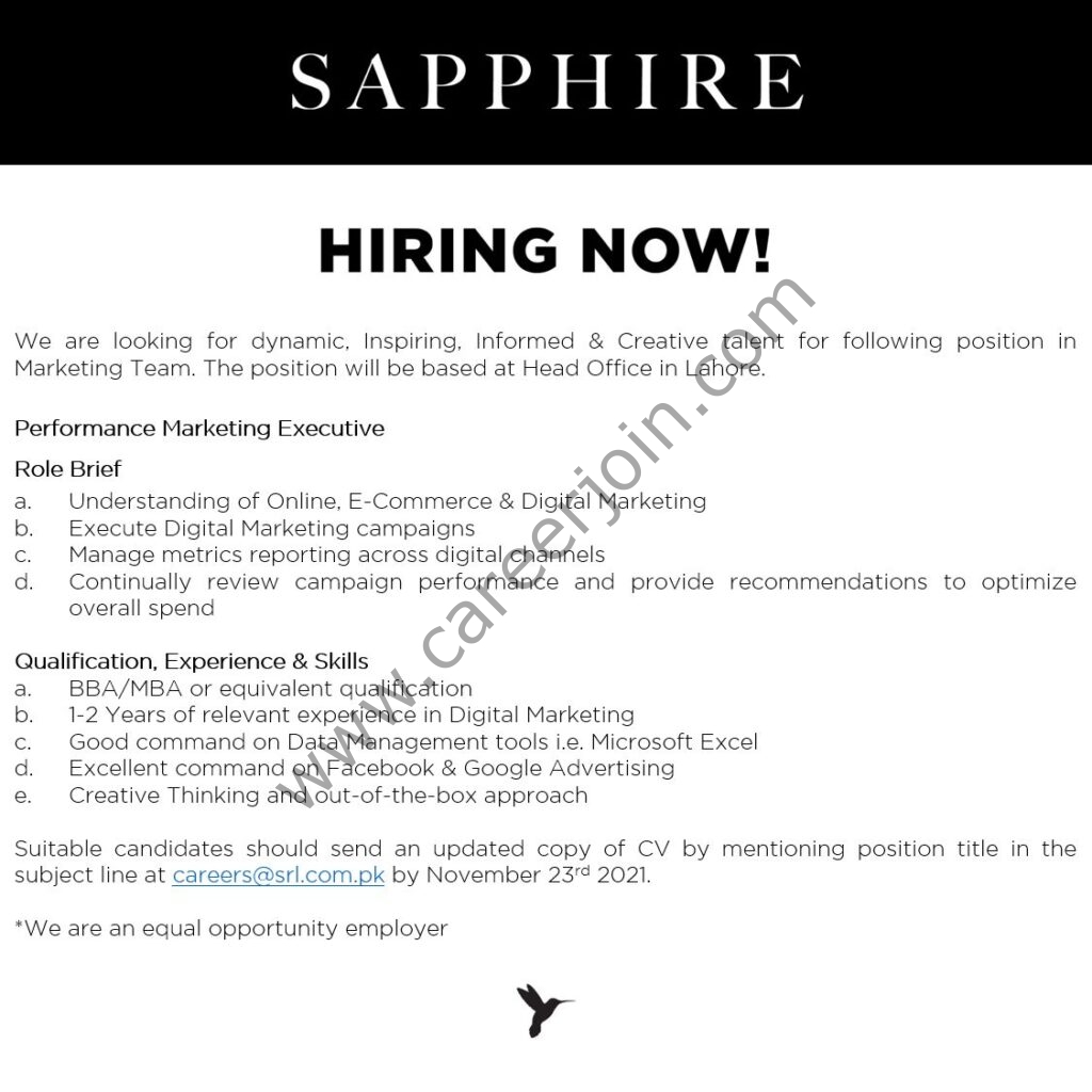 Sapphire Retail Limited SRL Jobs November 2021 02