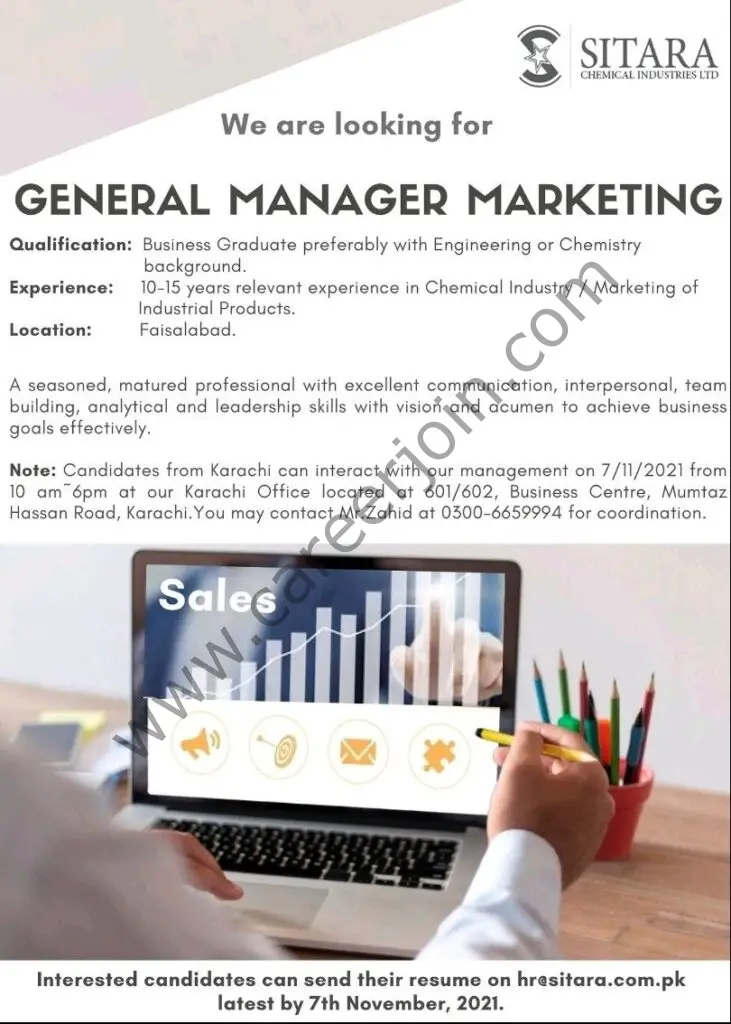 Sitara Chemical Industries Ltd Jobs General Manager Marketing 01