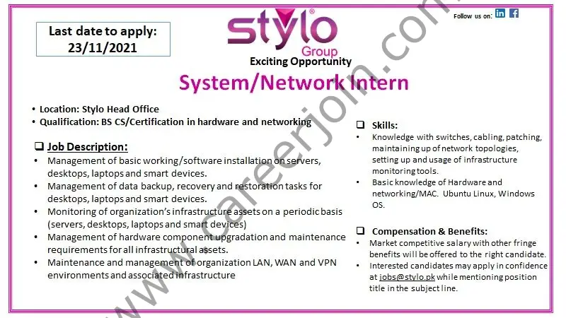 Stylo Pvt Ltd Internship November 2021 01