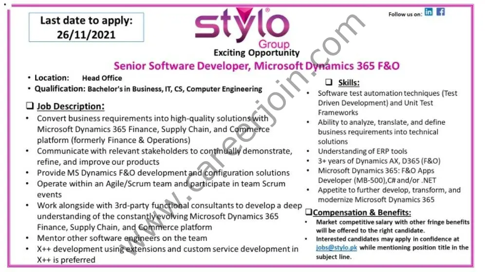 Stylo Pvt Ltd Jobs Senior Software Developer 01