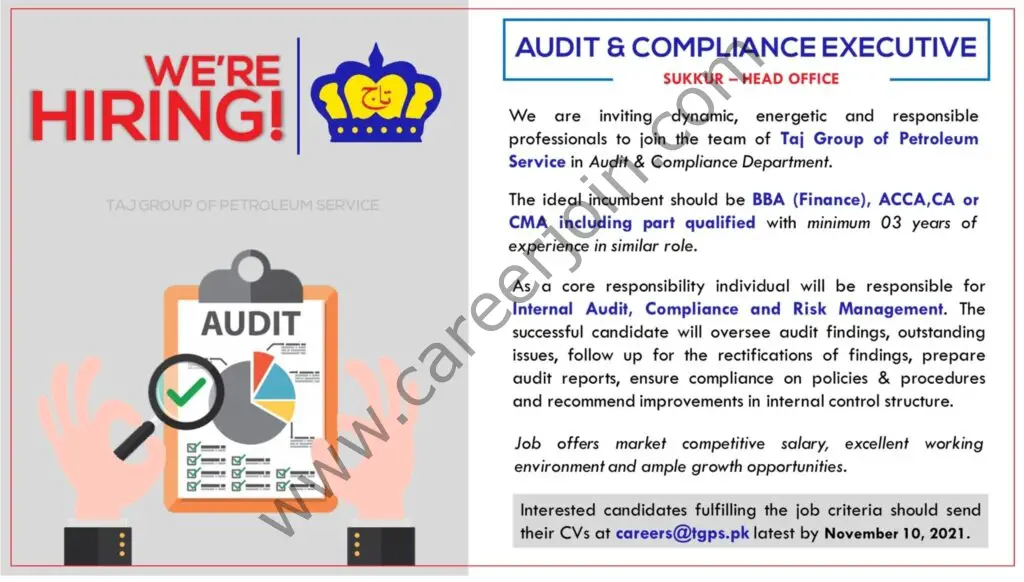 Taj Group Of Petroleum Services TGPS Jobs Audit & Compliance Executive 01