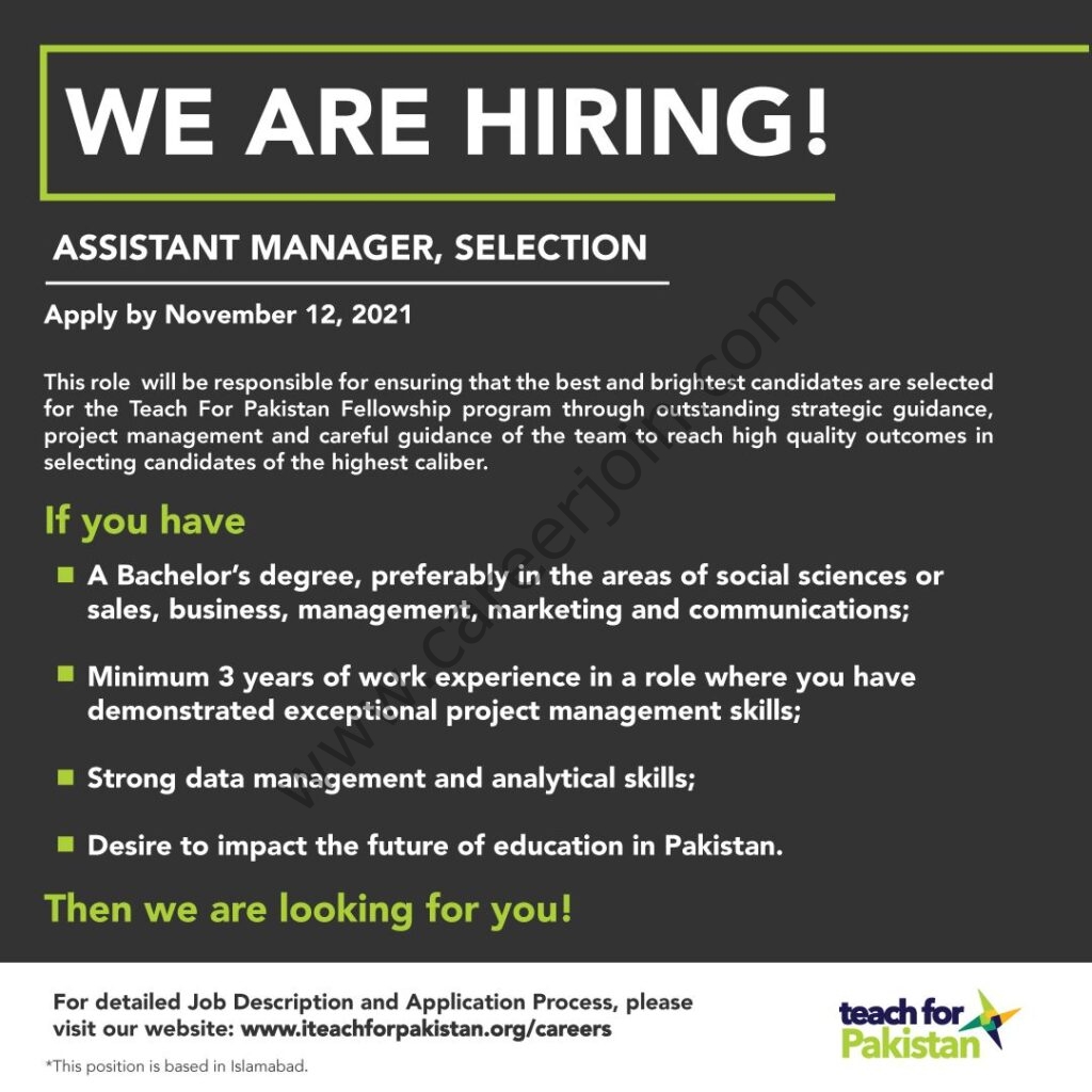 Teach For Pakistan Jobs Assistant Manager Selection 01