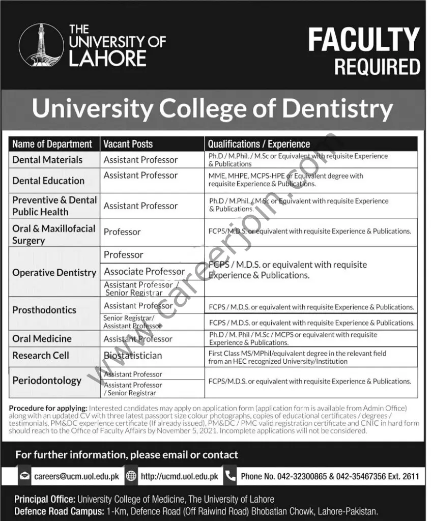 The University of Lahore UOL Jobs November 2021 01