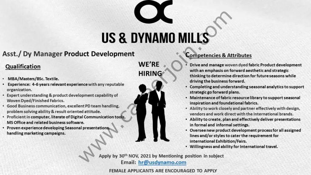 US & Dynamo Mills Jobs November 2021 01