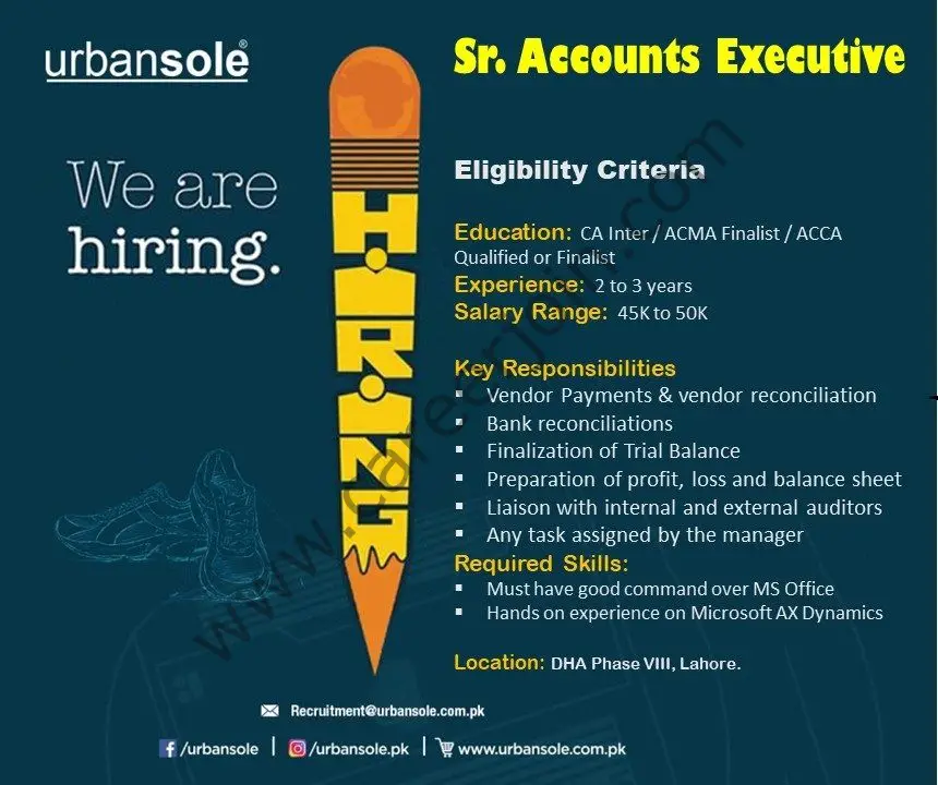 UrbanSole Jobs Senior Accounts Executive 01