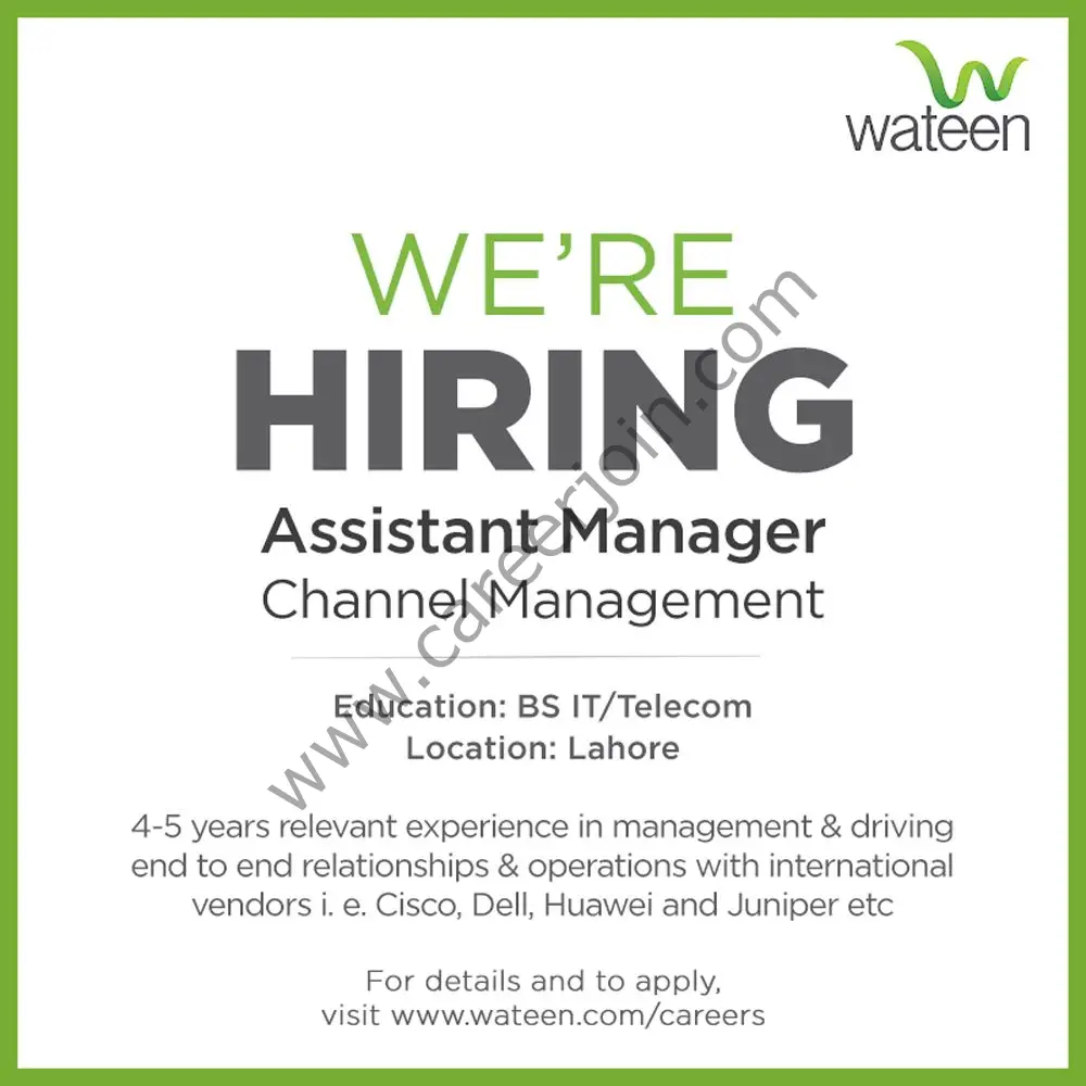 Wateen Telecom Pakistan Jobs Assistant Manager Channel Management 01