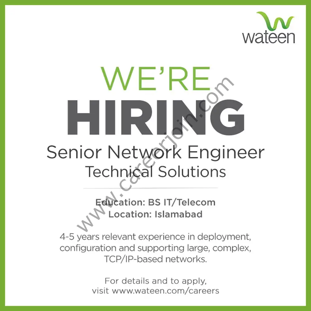Wateen Telecom Pakistan Jobs Senior Network Engineer 01