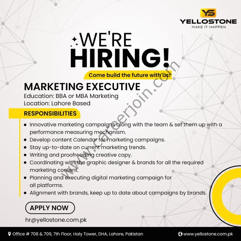 Yellostone Jobs Marketing Executive 01