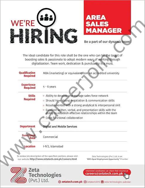 Zeta Technologies Pvt Ltd Jobs Area Sales Manager 01