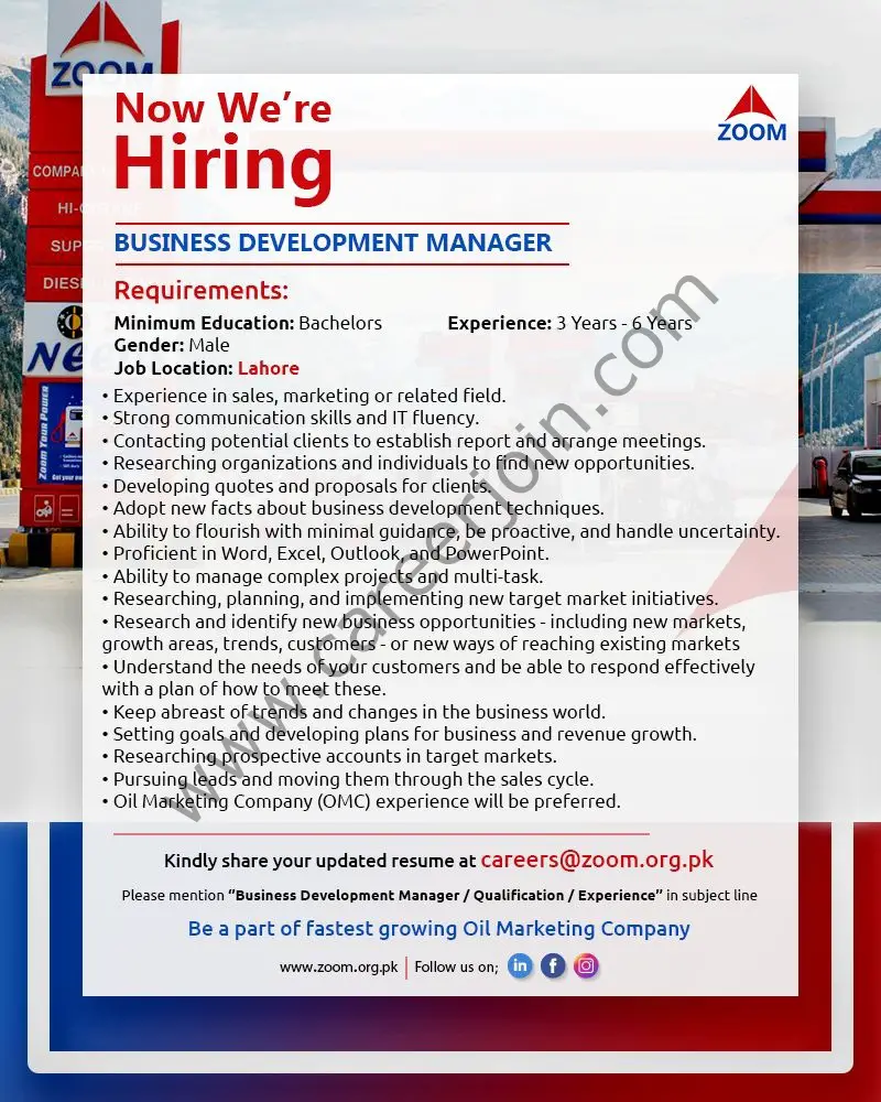 ZOOM Marketing Oils Jobs Business Development Manager 01