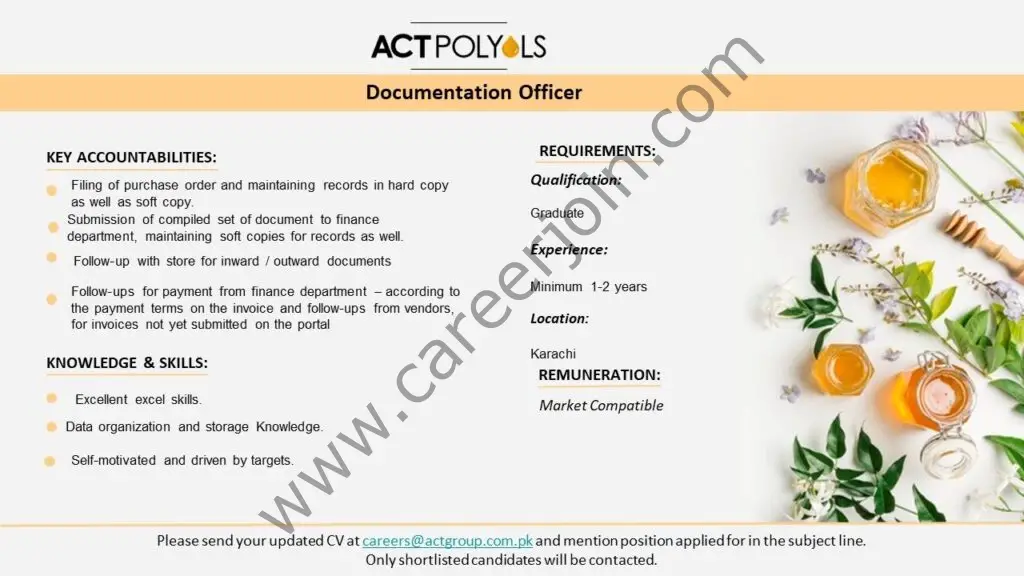 ACT Polyols Pvt Ltd Jobs Documentation Officer 01