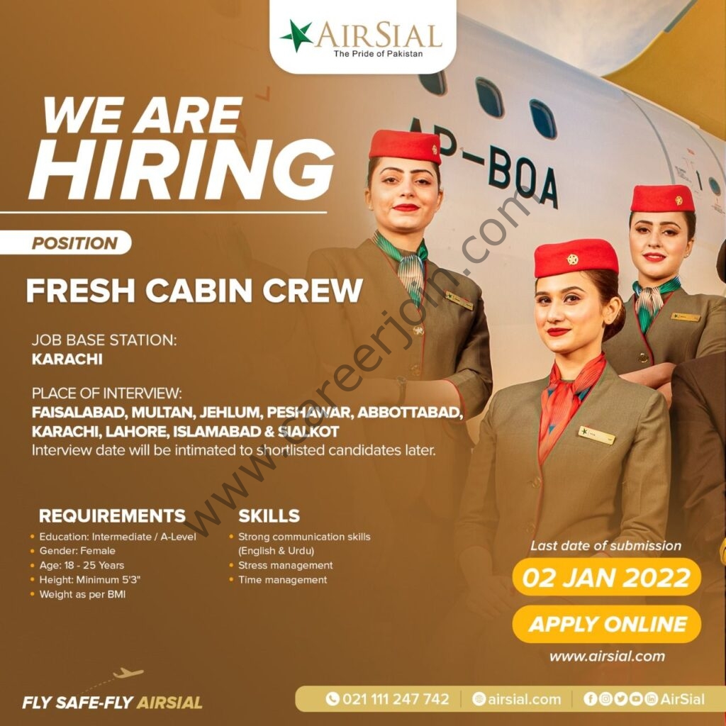 AirSial Limited Jobs Cabin Crew 
