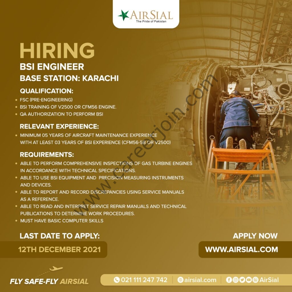 AirSial Ltd Jobs BSI Engineer 01