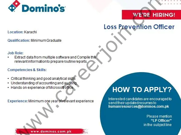 Dominos Pizza Pakistan Jobs Loss Prevention Officer 01