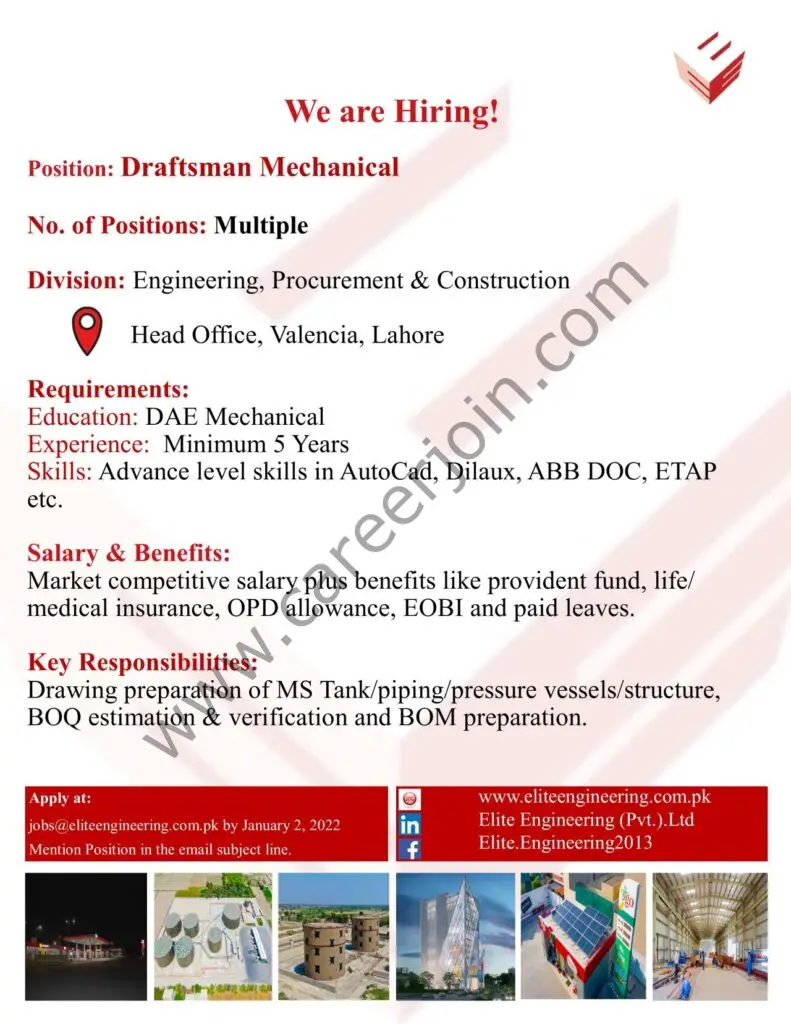 Elite Engineering Pvt Ltd Jobs January 2022 01