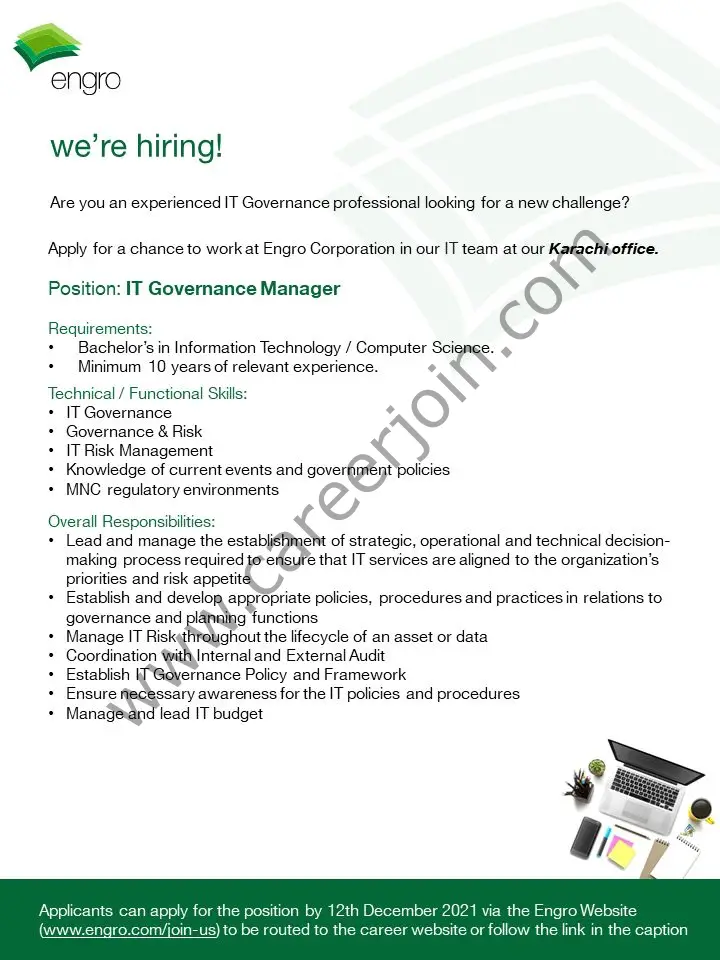 Engro Corporation Limited Jobs IT Governance Manager 01