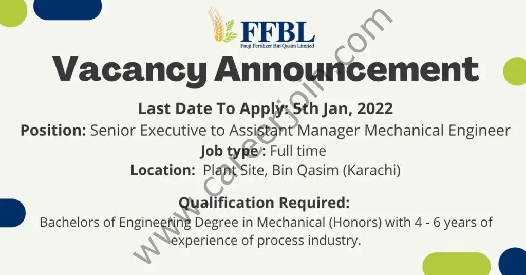 Fauji Fertilizer Bin Qasim Ltd FFBL Jobs January 2022 03