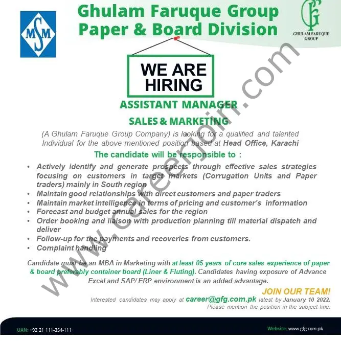 Ghulam Faruque Group Jobs Assistant Manager Sales & Marketing 01