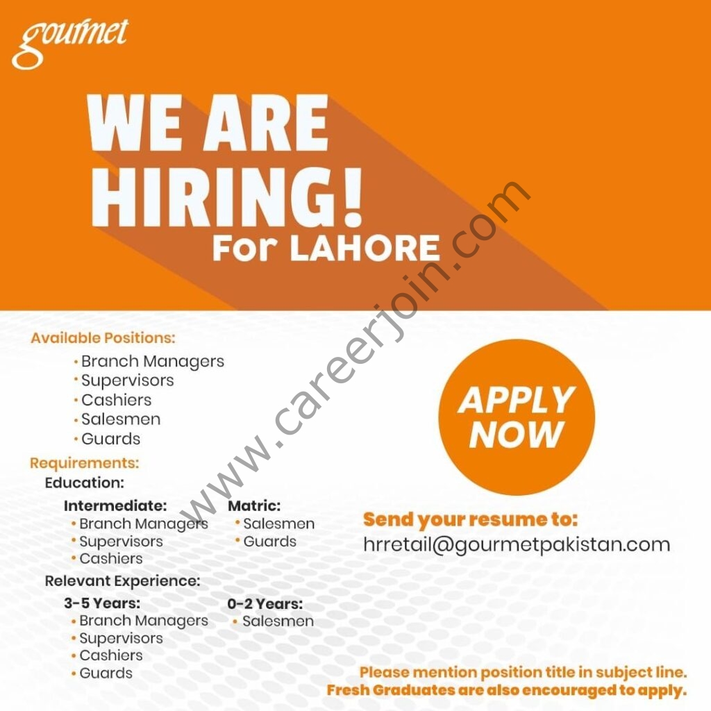 Gourmet Pakistan Jobs December 2021 02