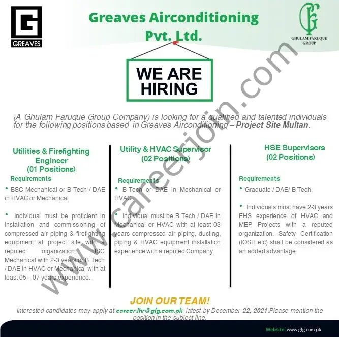 Greaves Airconditioning Pvt Ltd Jobs December 2021 01