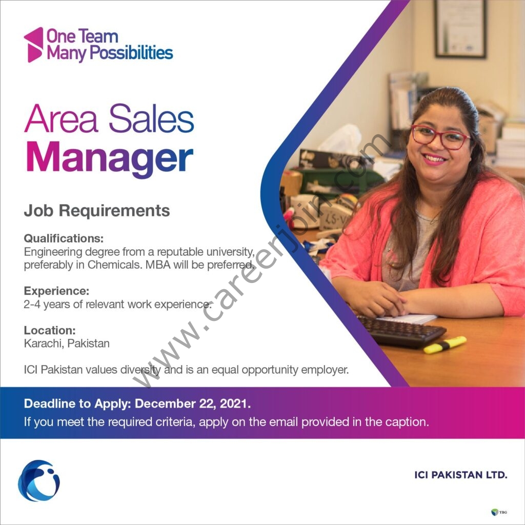 ICI Pakistan Limited Jobs Area Sales Manager 01