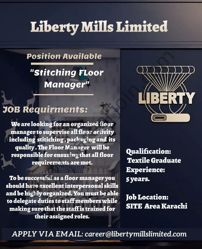 Liberty Mills Ltd Jobs Stitching Floor Manager 01