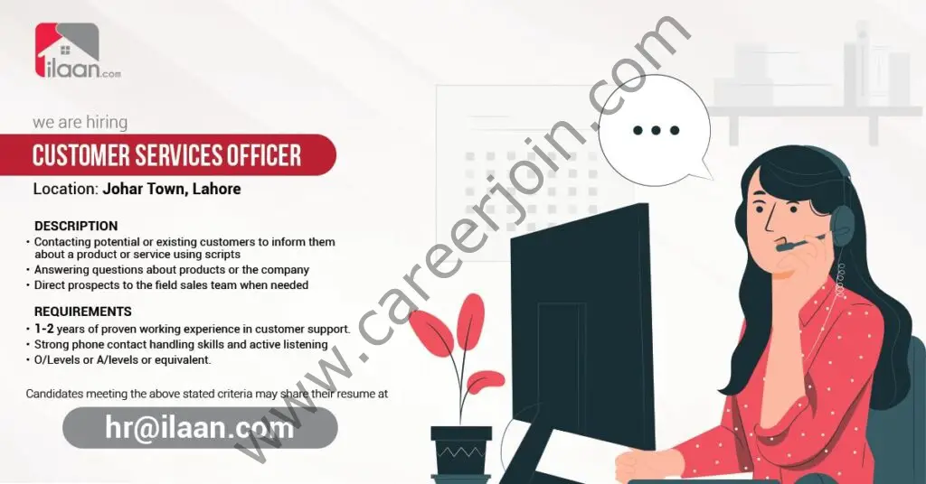 Ilaan Jobs Customer Services Officer 01